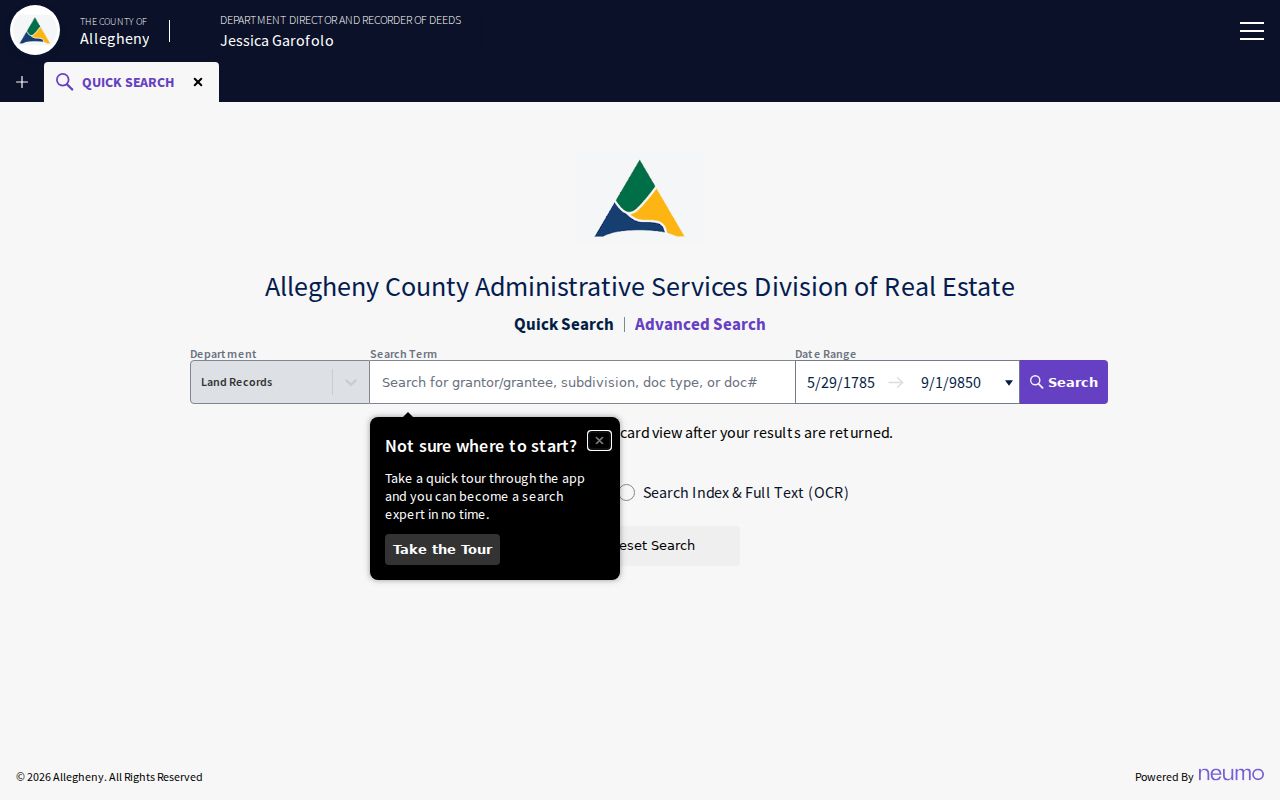 Pittsburgh residents directory Allegheny Department of Real Estate land record search