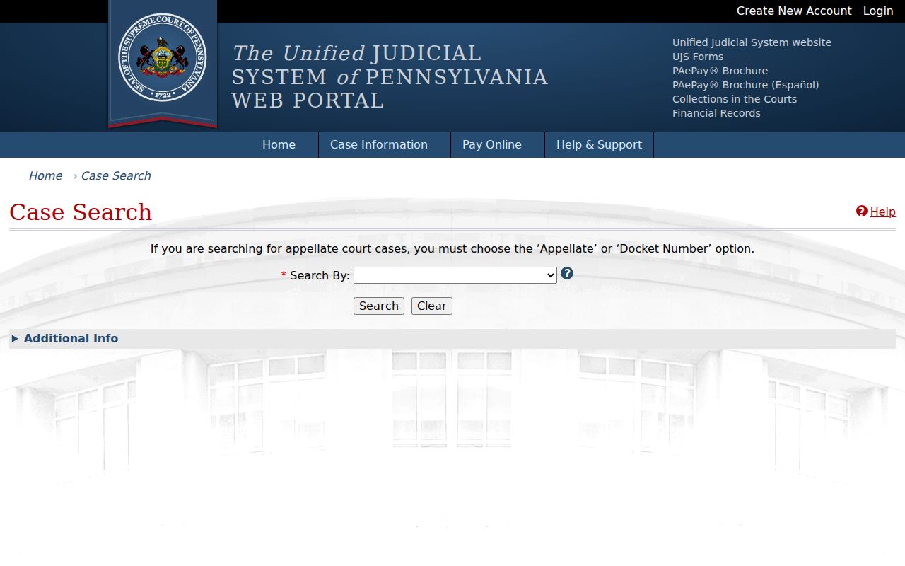 Pittsburgh residents directory Pennsylvania UJS court case search
