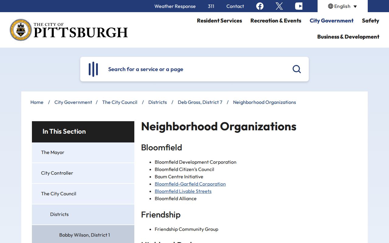 Pittsburgh neighbors City District 7 neighborhood organization inventory