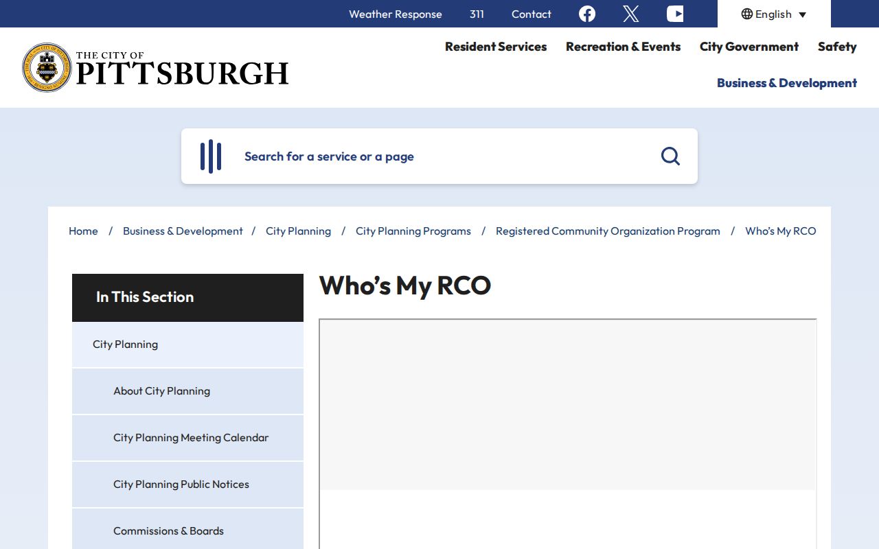 Pittsburgh neighbors Who’s My RCO geographic lookup