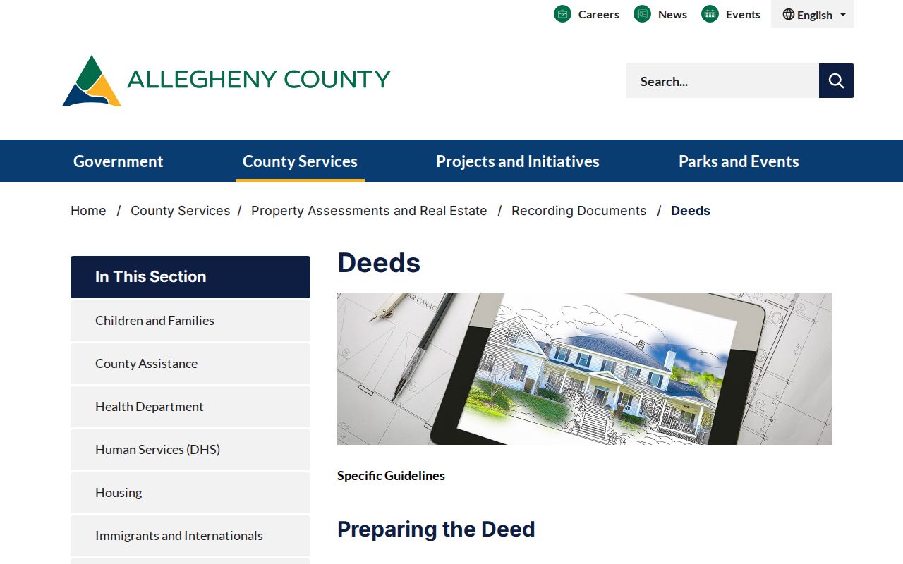 Pittsburgh street directory Allegheny County deed legal-description guidance