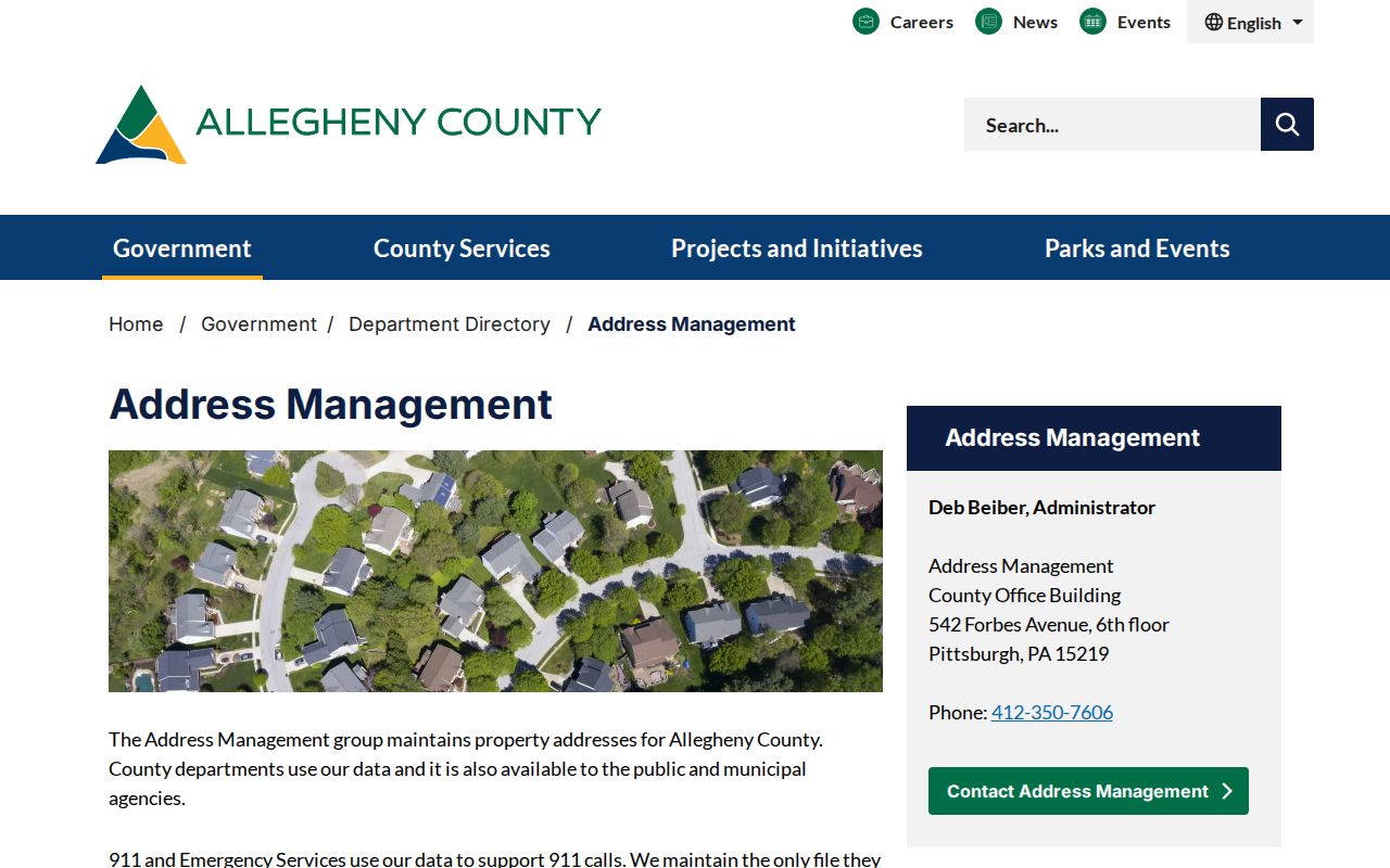 Pittsburgh street directory Allegheny County address management and 911 data information