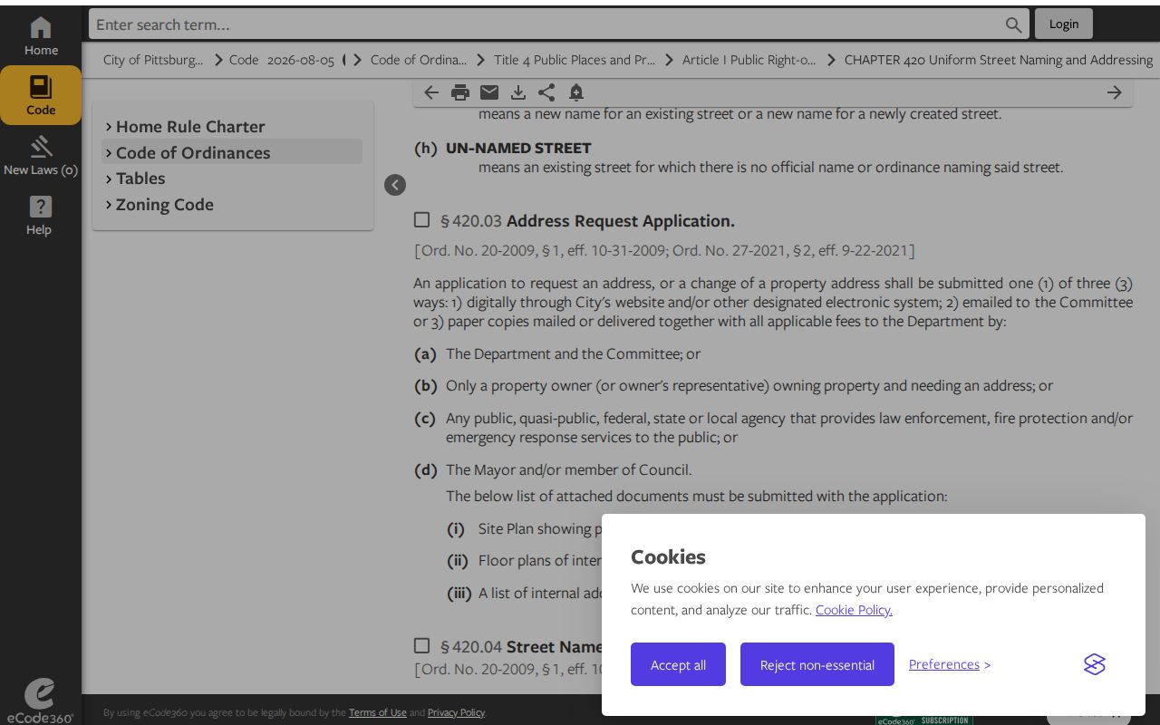 Pittsburgh ZIP code directory uniform street naming and addressing code